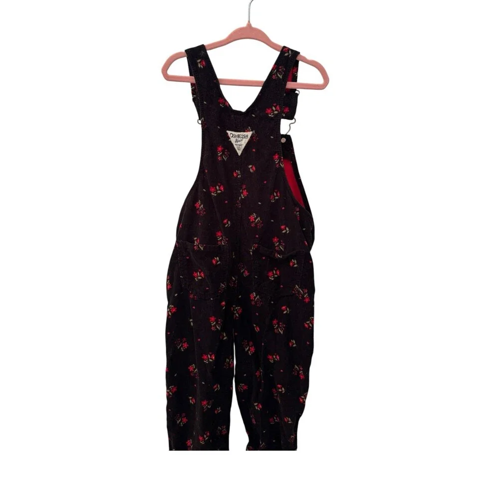 Black and Red Floral OshKosh B’gosh Corduroy Coverall Size 4T